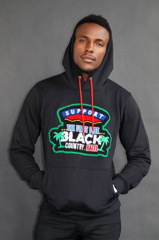 Support the first free black country Chenille Hoodie